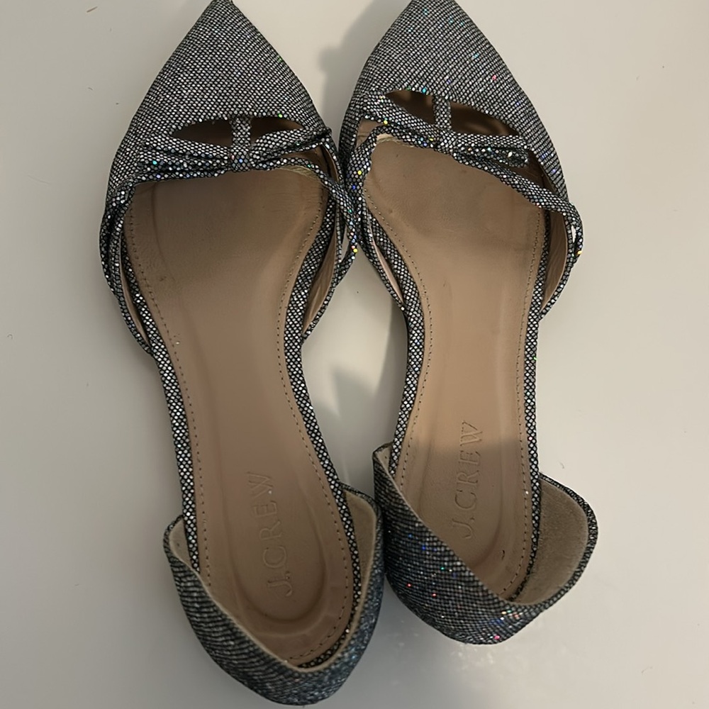 J Crew Sloan glitter D’orsay flats with mini bow 6.5 - Picture 4 of 6